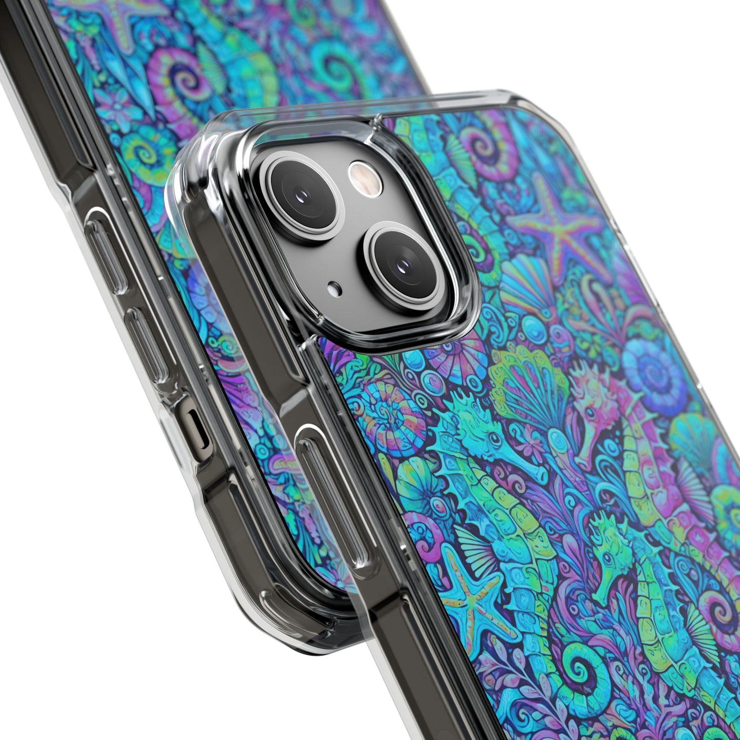 Seahorses/Turquoise POP Magnetic Clear Phone Case, Many Models