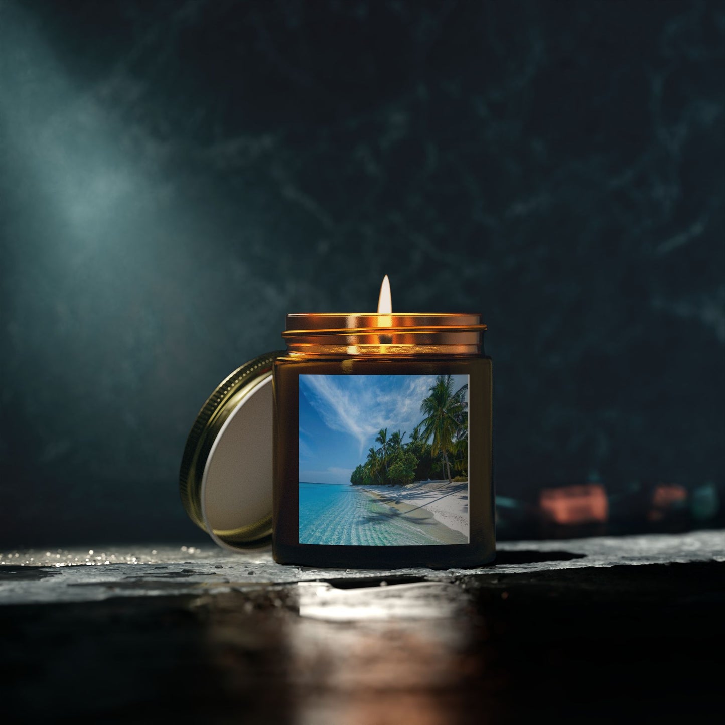 Scented Candles, Coconut Apricot Wax (4oz, 9oz) - Calming Private Beach