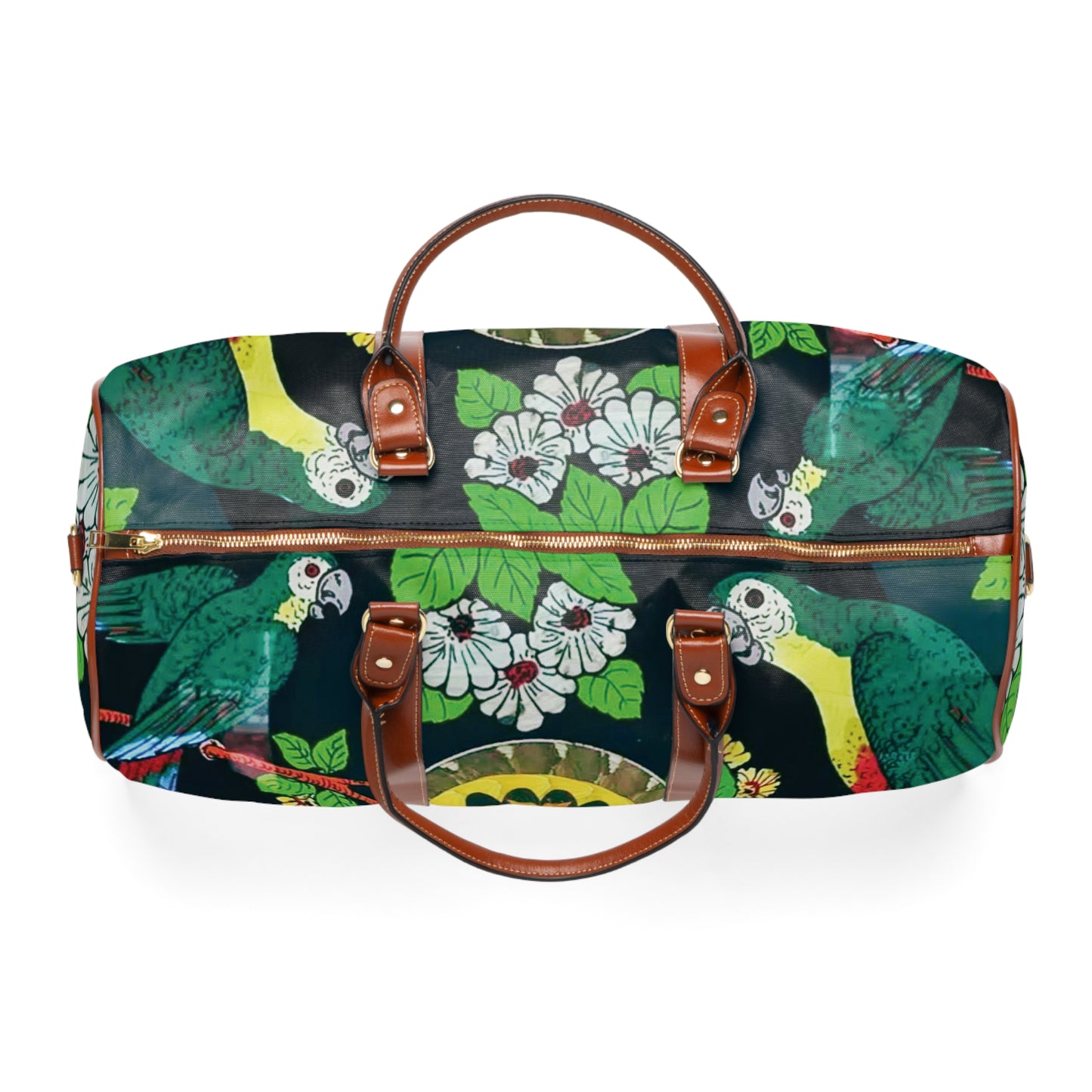 Tropical Waterproof Travel Bag - Perfect for Beach Getaways / Parrots and Butterflies Photo Art