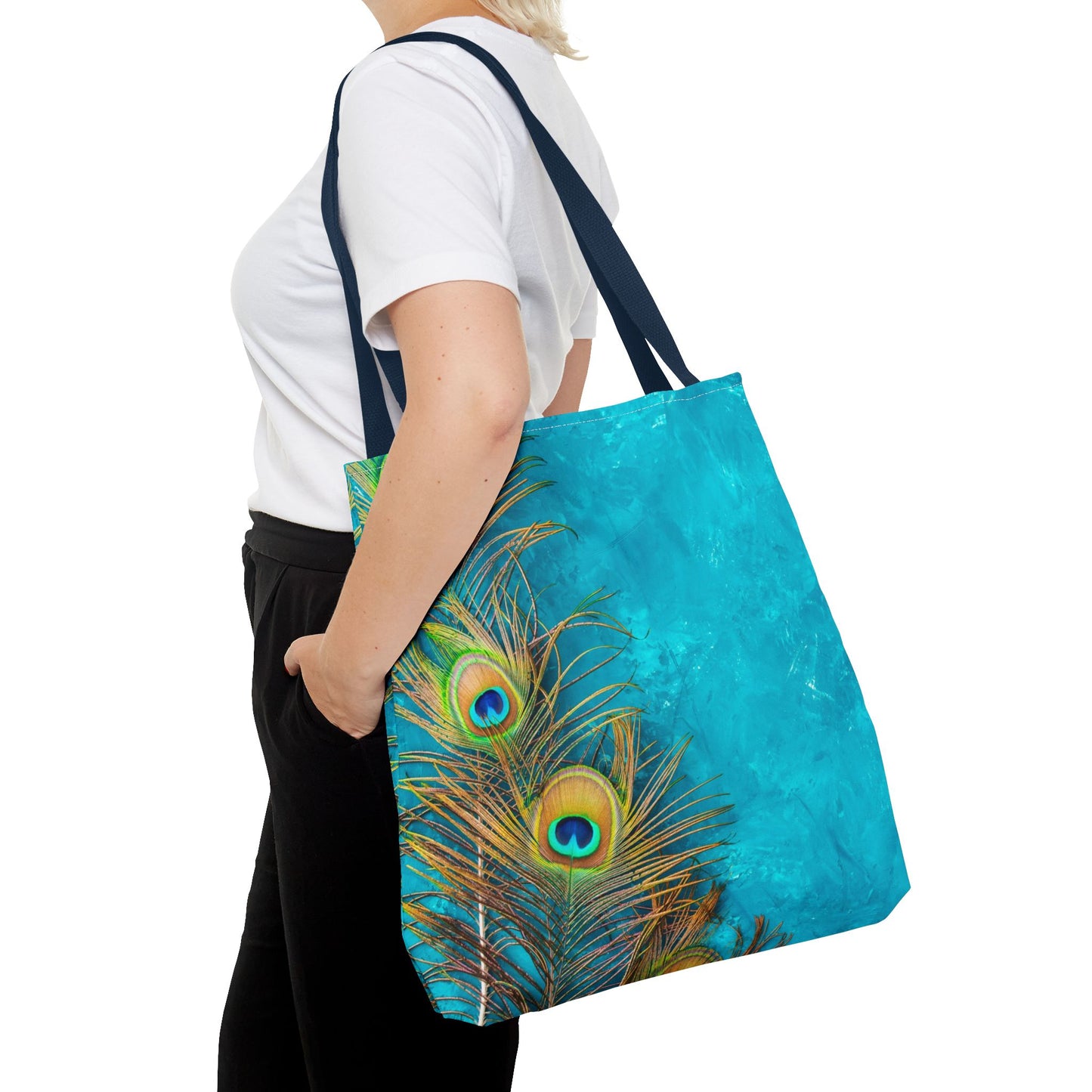 Peacock Turquoise Glow Tote Bag - 3 Sizes