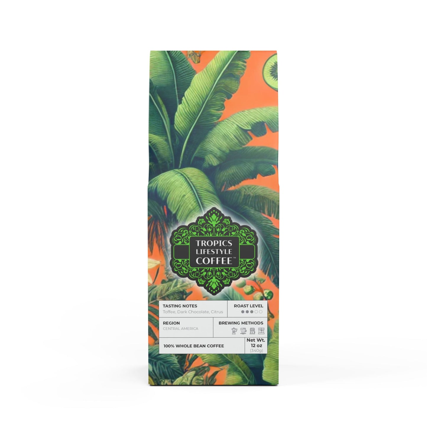 Citrus Bay Blend™ (Medium Roast) Specialty Grade Craft Coffee / Palms and More Tropical Fruit, White