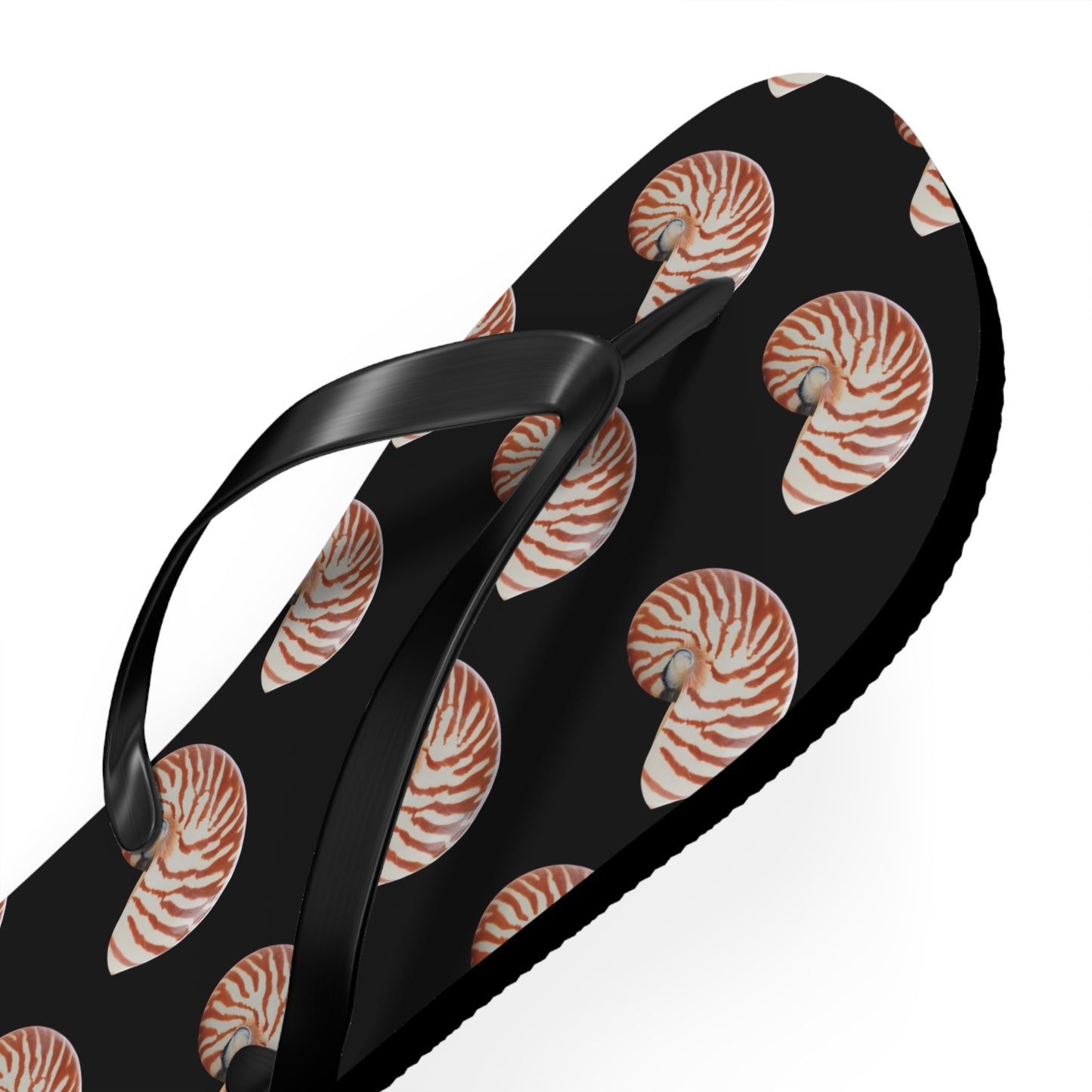 Flip Flops - Tiger Stripe Nautilus Shell, black