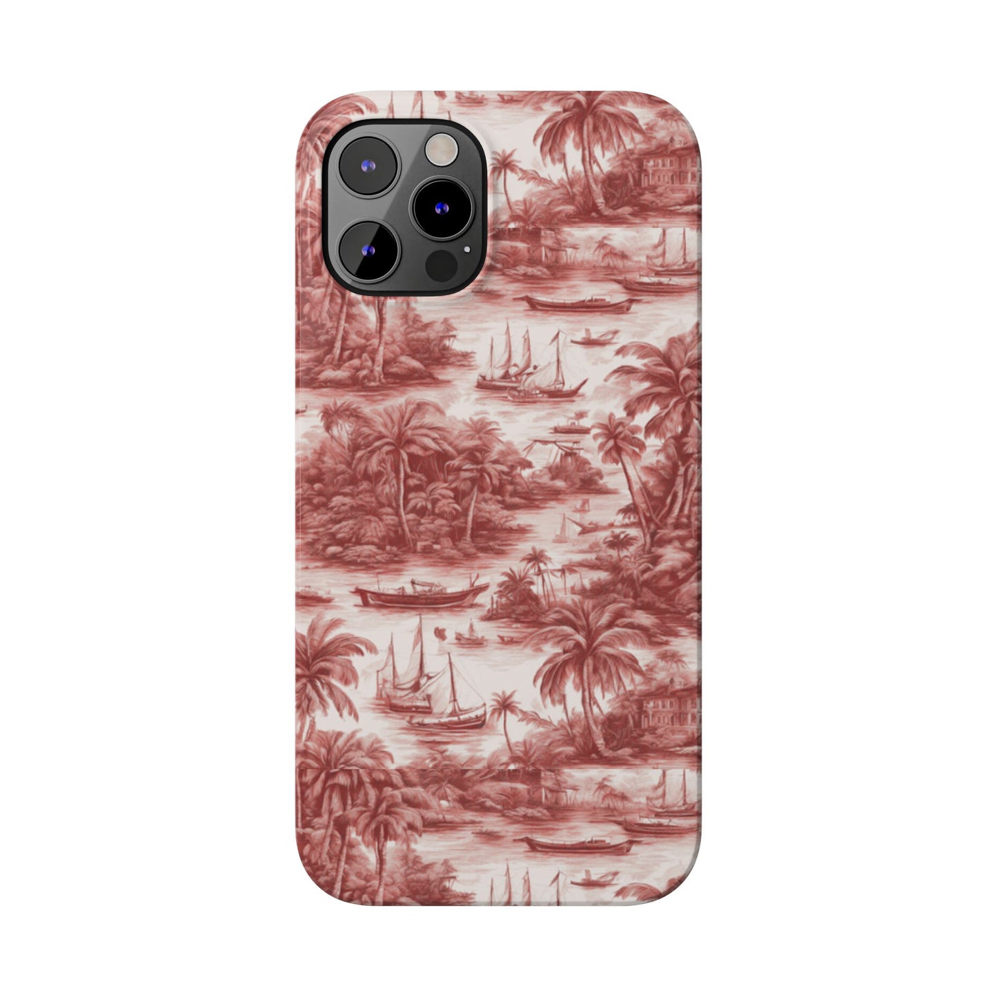 Slim Phone Cases - Tropical Toile #1, russet