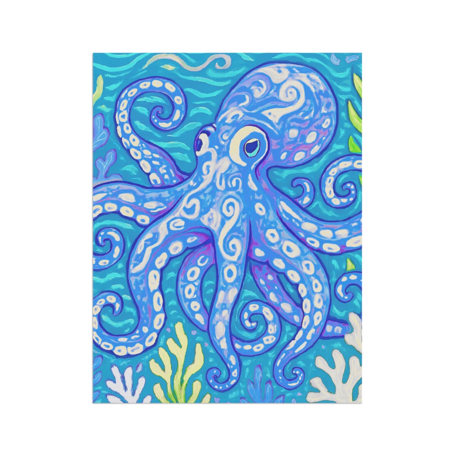 Tropical Garden Flag - Perfect for Outdoor Decor / Octopus Kraken Joe, Blue