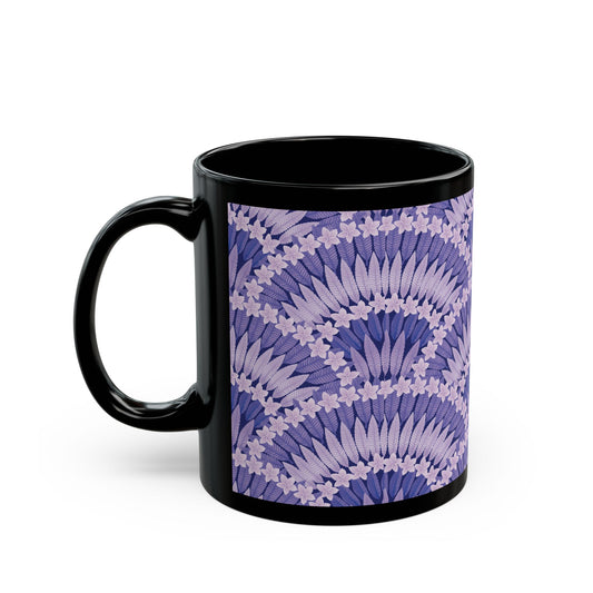 Copy of Black Mug (11oz, 15oz), Plumeria and Palms, Lime