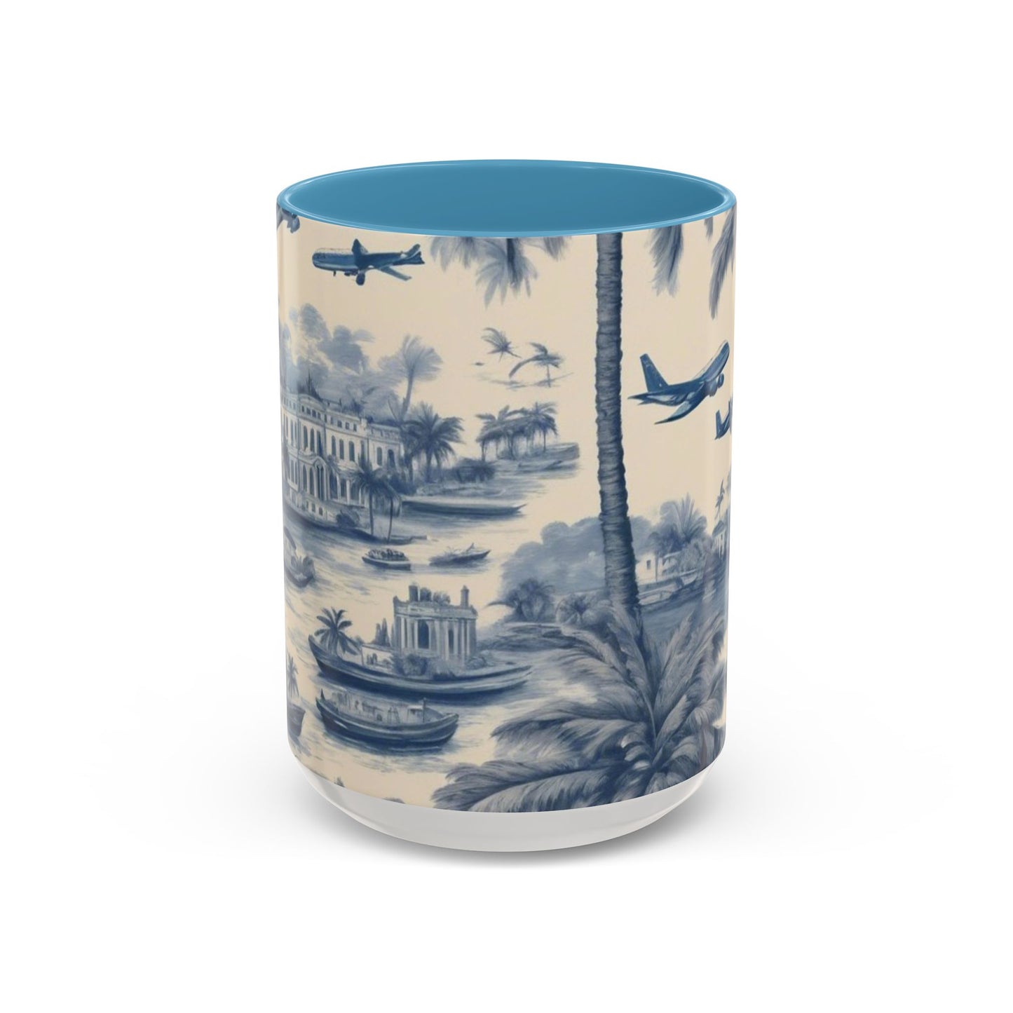 Accent Coffee Mug (11, 15oz), Tropical Travel Toile, Various Colors