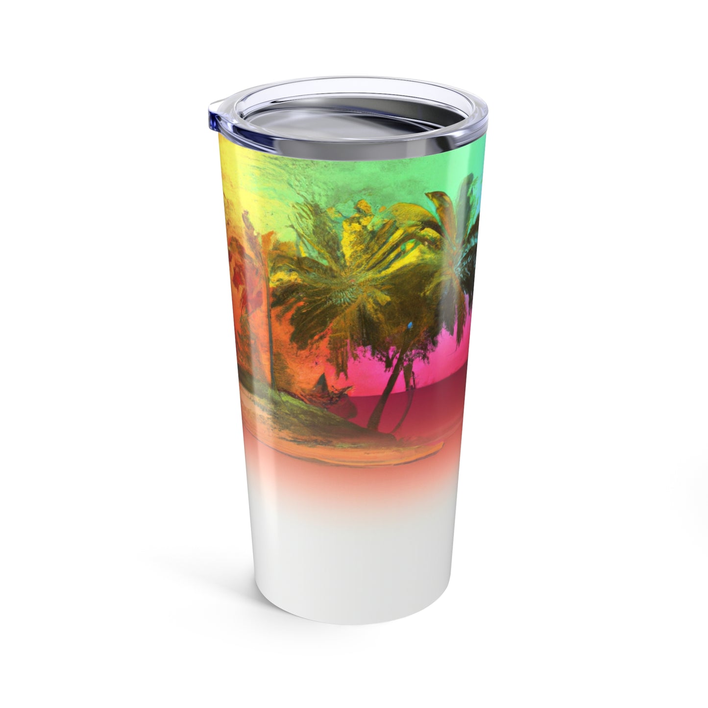 20oz Tropical Glossy Tumbler, Stainless Steel / Ombre Beach