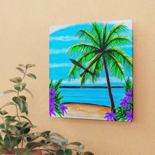 Acrylic Wall Clock, Calm Beach