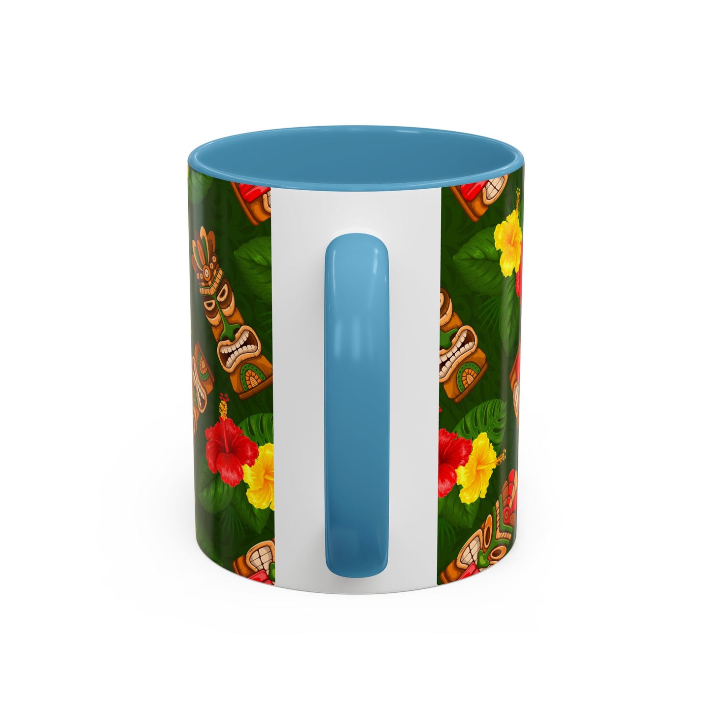 Accent Coffee Mug (11, 15oz), 8 Colors - Tiki Hibiscus Garden