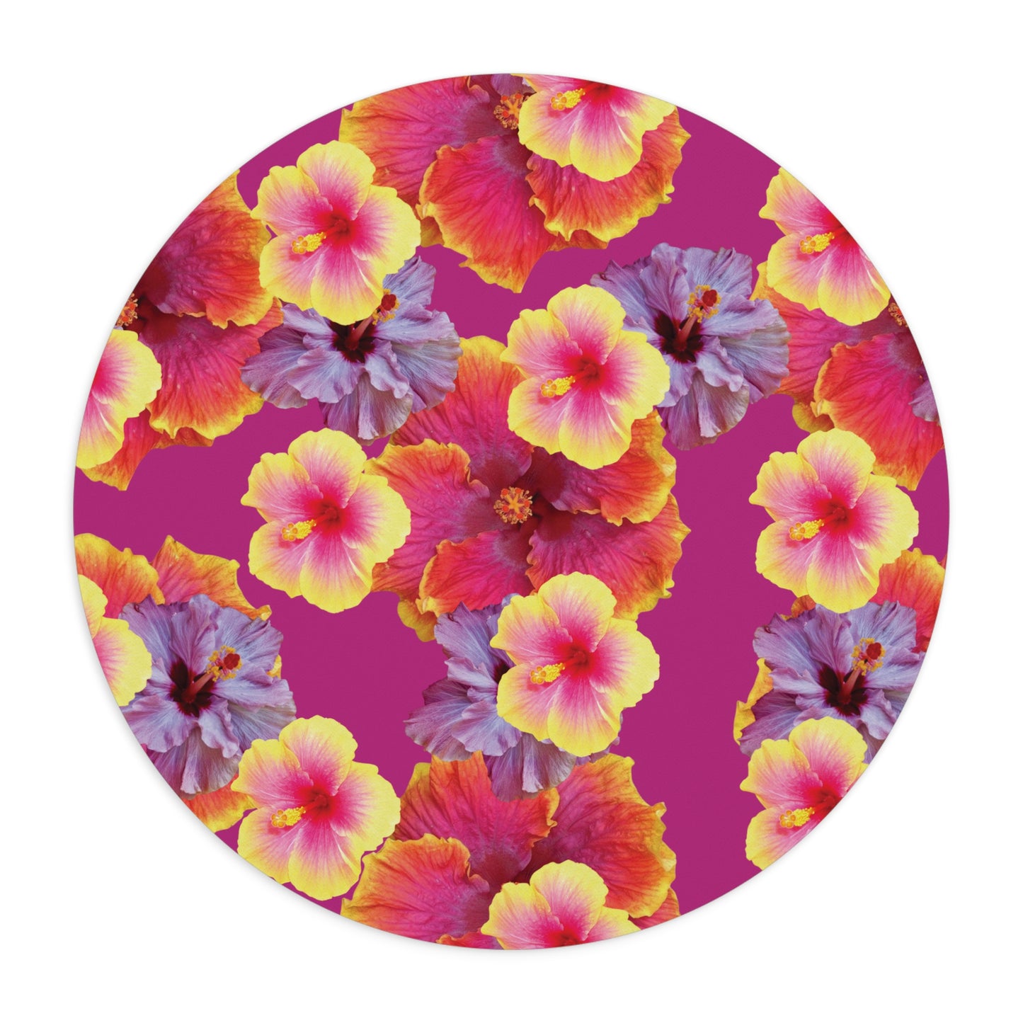 Tropical Mouse Pad, 2 Shapes - Floral Vibes for Home Office & Gamer / Hibiscua Mix, Pink