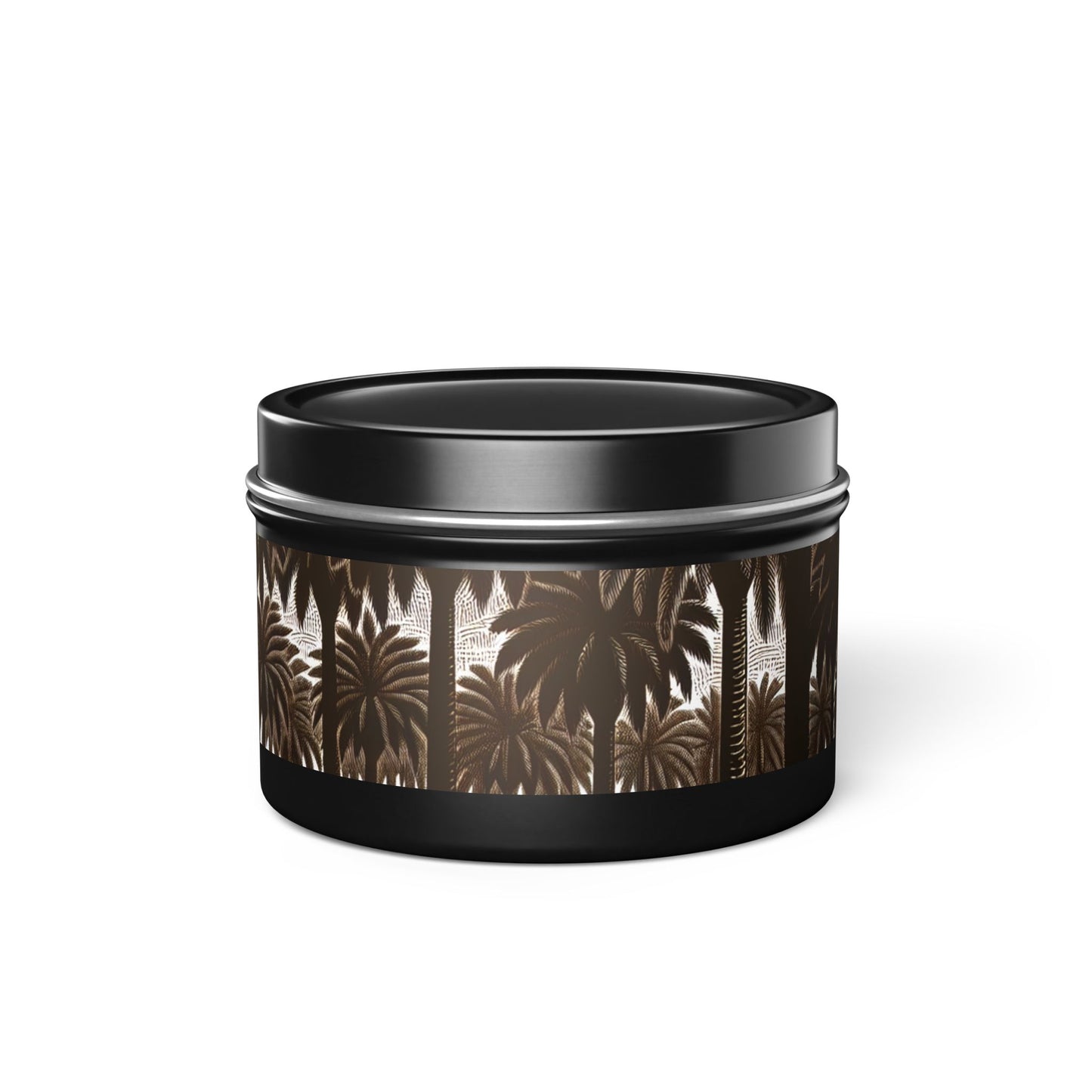 Tin Candles, 2 sizes, 3 tin colors - Woodcut Palm Grove