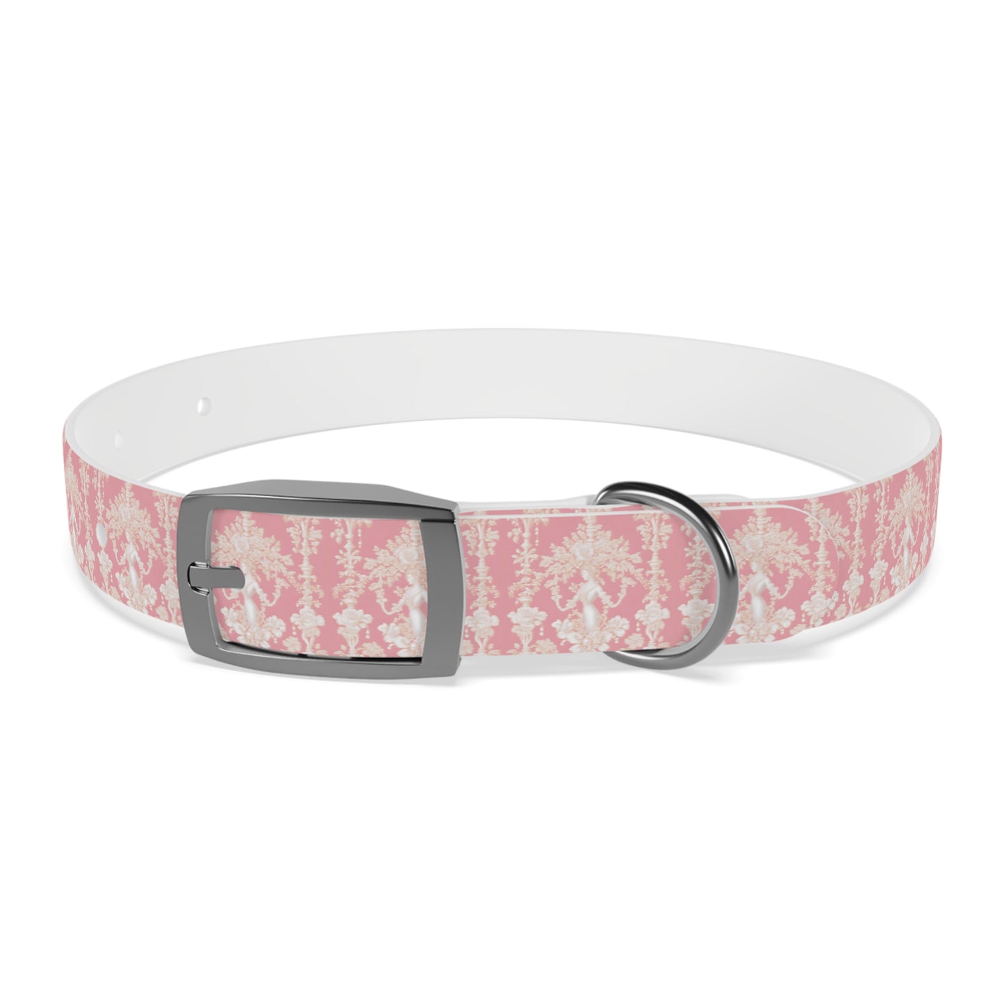 Dog Collar - Pearl Lady Toile, hibiscus pink