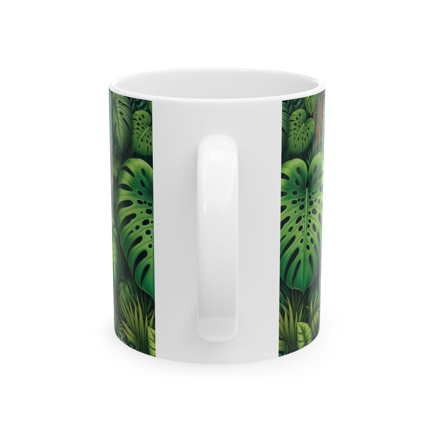 Ceramic White Mug - 11oz & 15oz, Rainforest Greenery