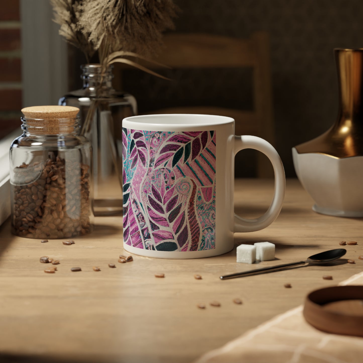 Jumbo Mug, 20oz, Amazon Whimsy Pink | Tropical Coffee Cup