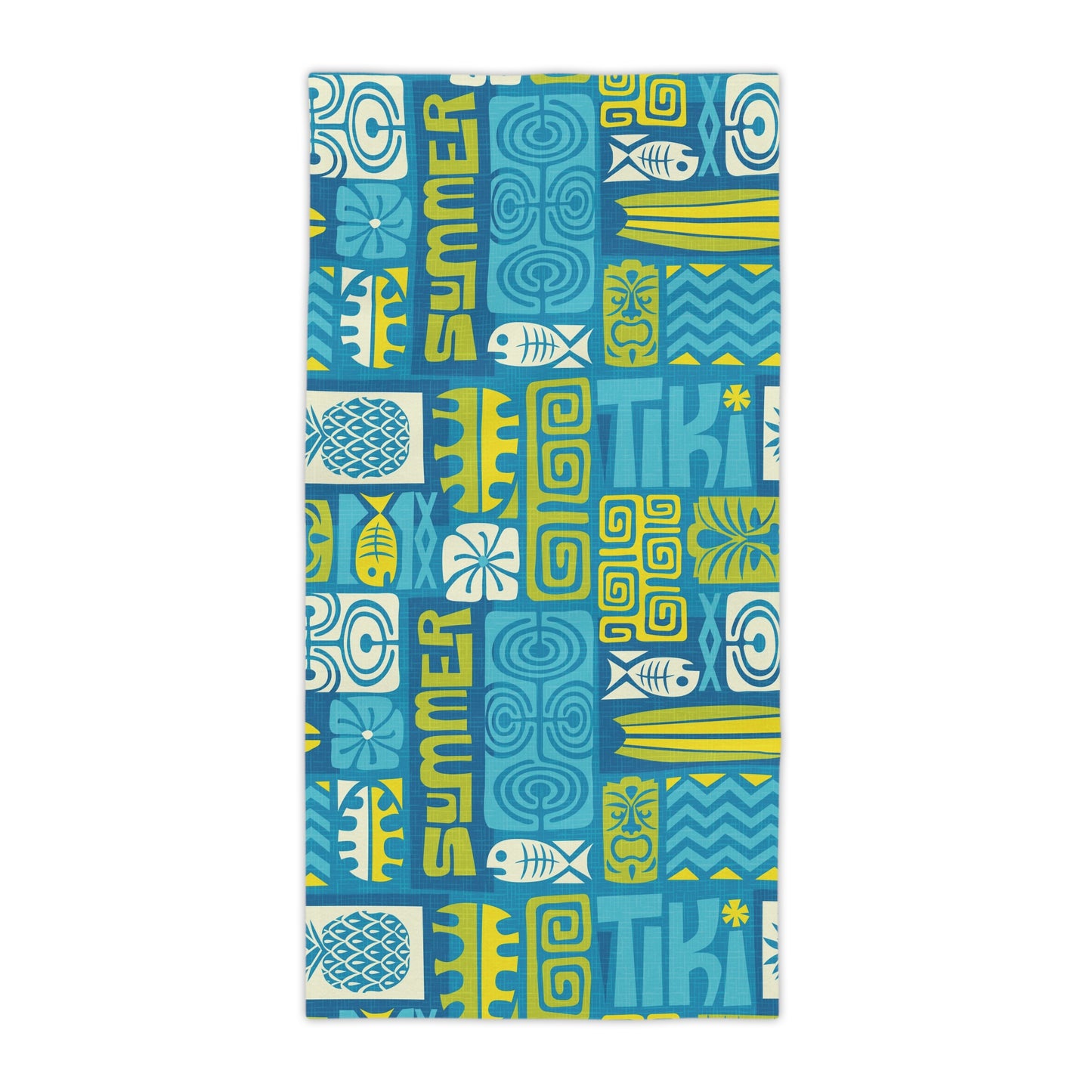 Vibrant Summer Beach Towels, 3 sizes – Tropical Print for Sun Lovers / Tiki Poster Blue