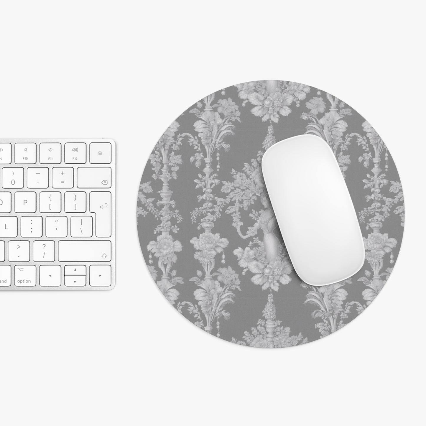 Tropical Mouse Pad, 2 Shapes - Coastal Vibes for Home Office & Gamer / Pearl Lady Toile, Slate