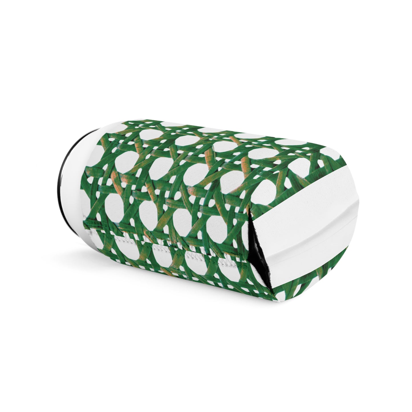 Beach Chair Wicker/Green Can Cooler Sleeve - Perfect for Outdoor Picnics
