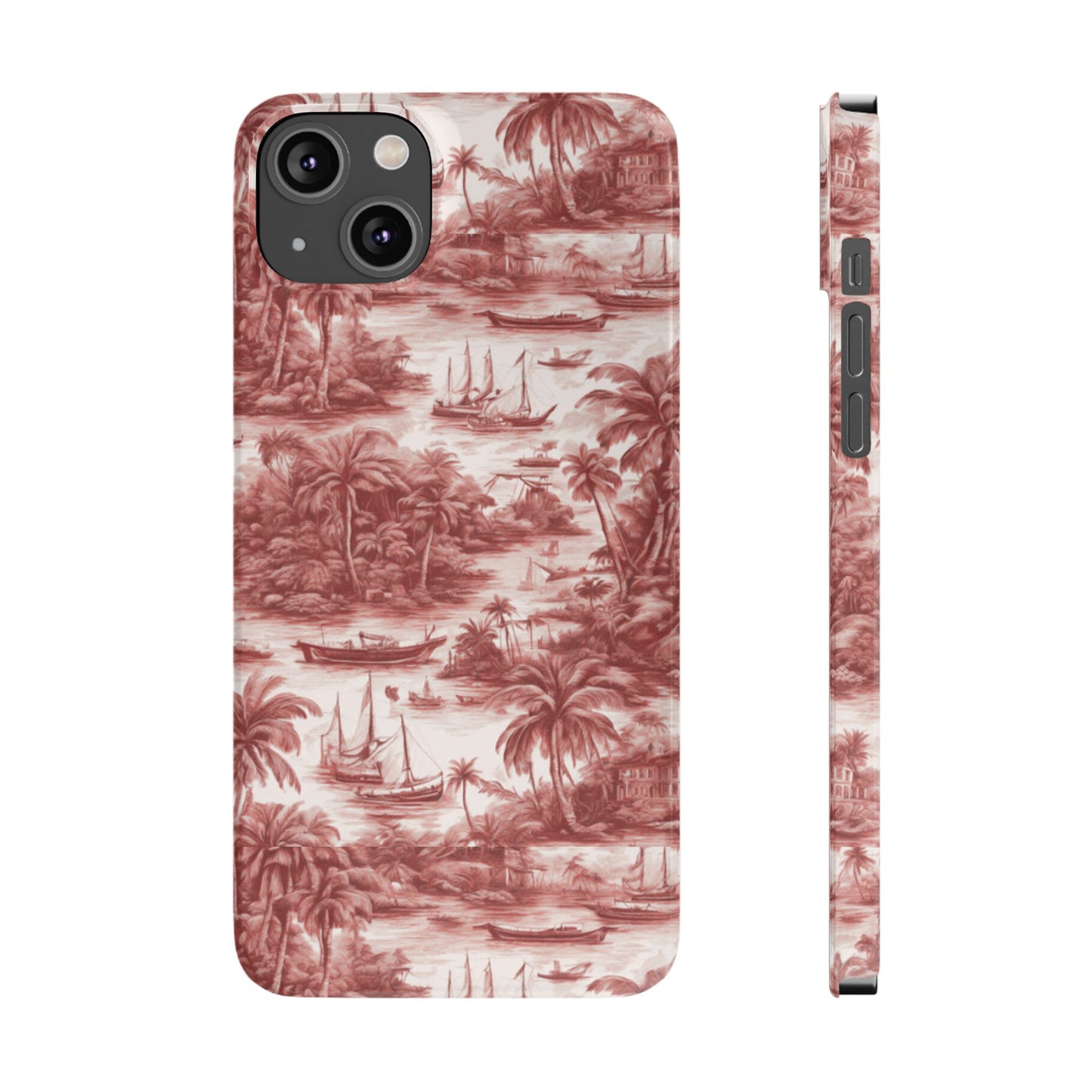 Slim Phone Cases - Tropical Toile #1, russet