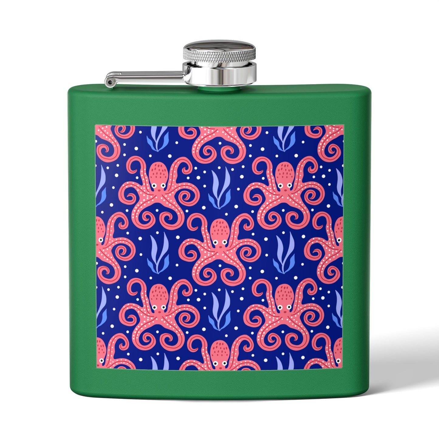 Tropical Stainless Steel 6 oz. Flask, Many Colors  – Tentacle Twist Octopus