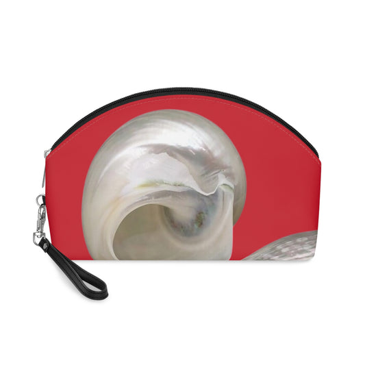 Makeup Bag - White Nautilus Trio, MACRO dark red