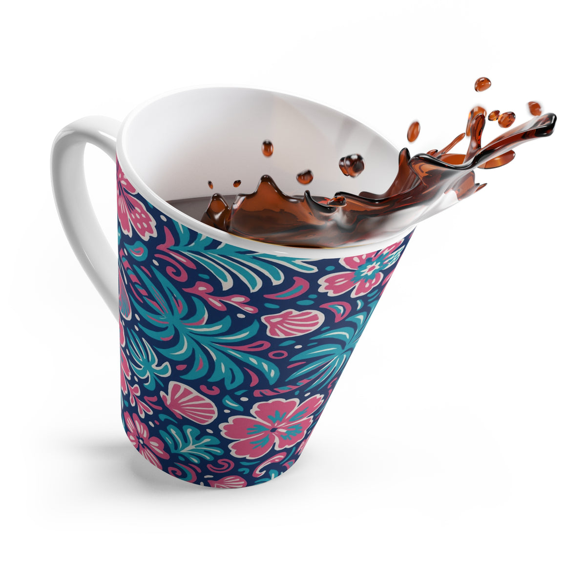 Latte White Mug - Beach Dreams, Turquoise