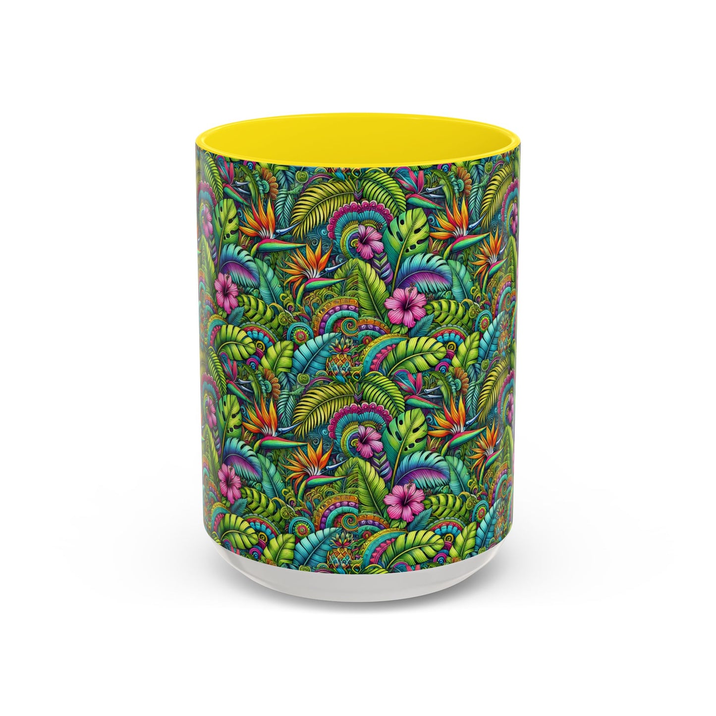 Accent Color Coffee Mug (11, 15oz), Rainforest Blooms, Various Colors