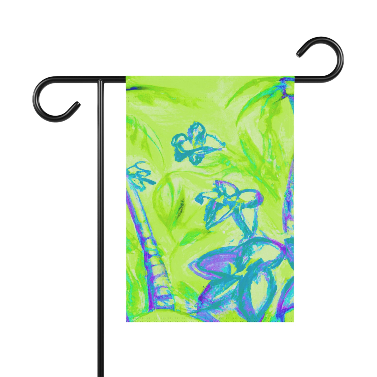 Tropical Garden Flag - Perfect for Outdoor Decor / Beach Tropical Doodles, Lime