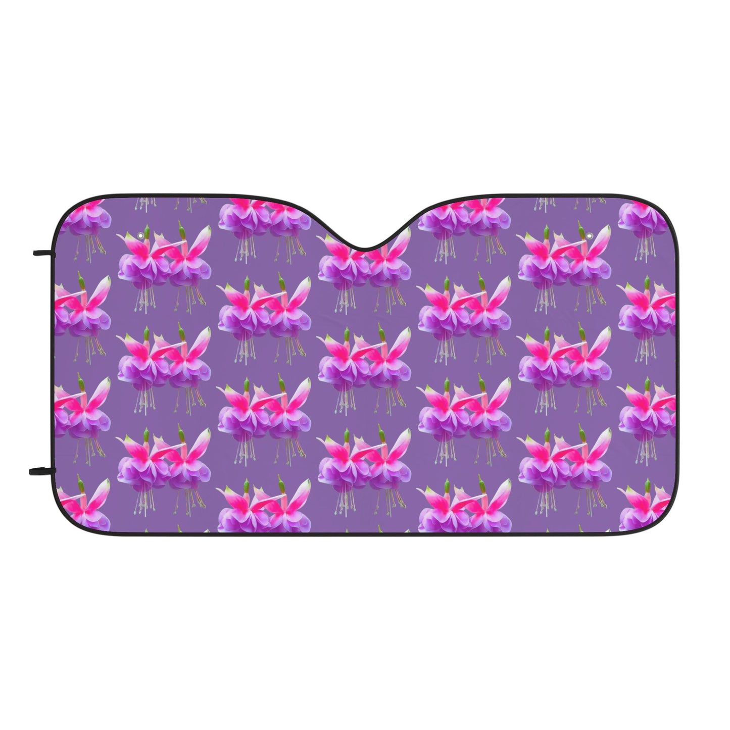 Tropical Floral Car Sun Shades / Two Fuchsias, Light Purple