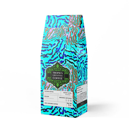 Cocoa Palms Blend™ (Medium-Dark Roast) Specialty Grade Craft Coffee / Wild Coral Reef, Turquoise