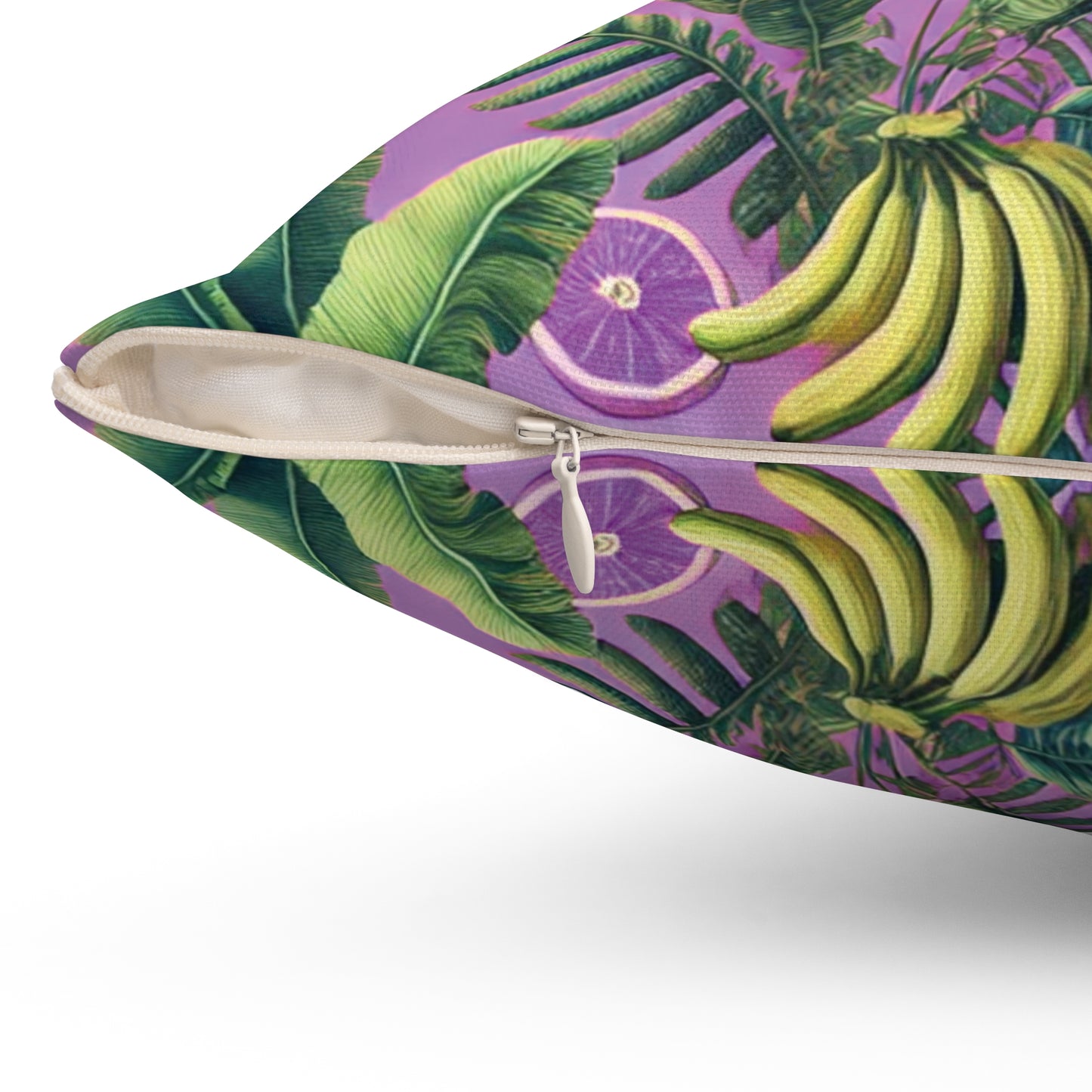 Decorative Pillow - Accent Cushion, 4 Sizes / More Tropical Fruit, Deep Lilac
