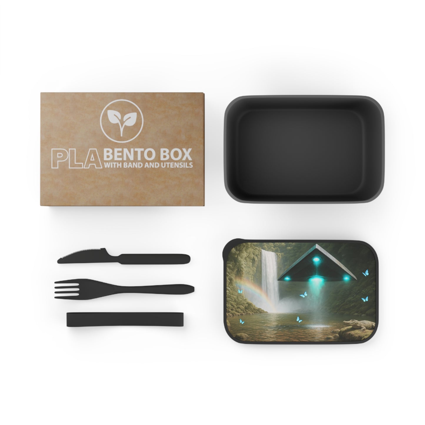 Bento Box with Utensils - UFO and Waterfall