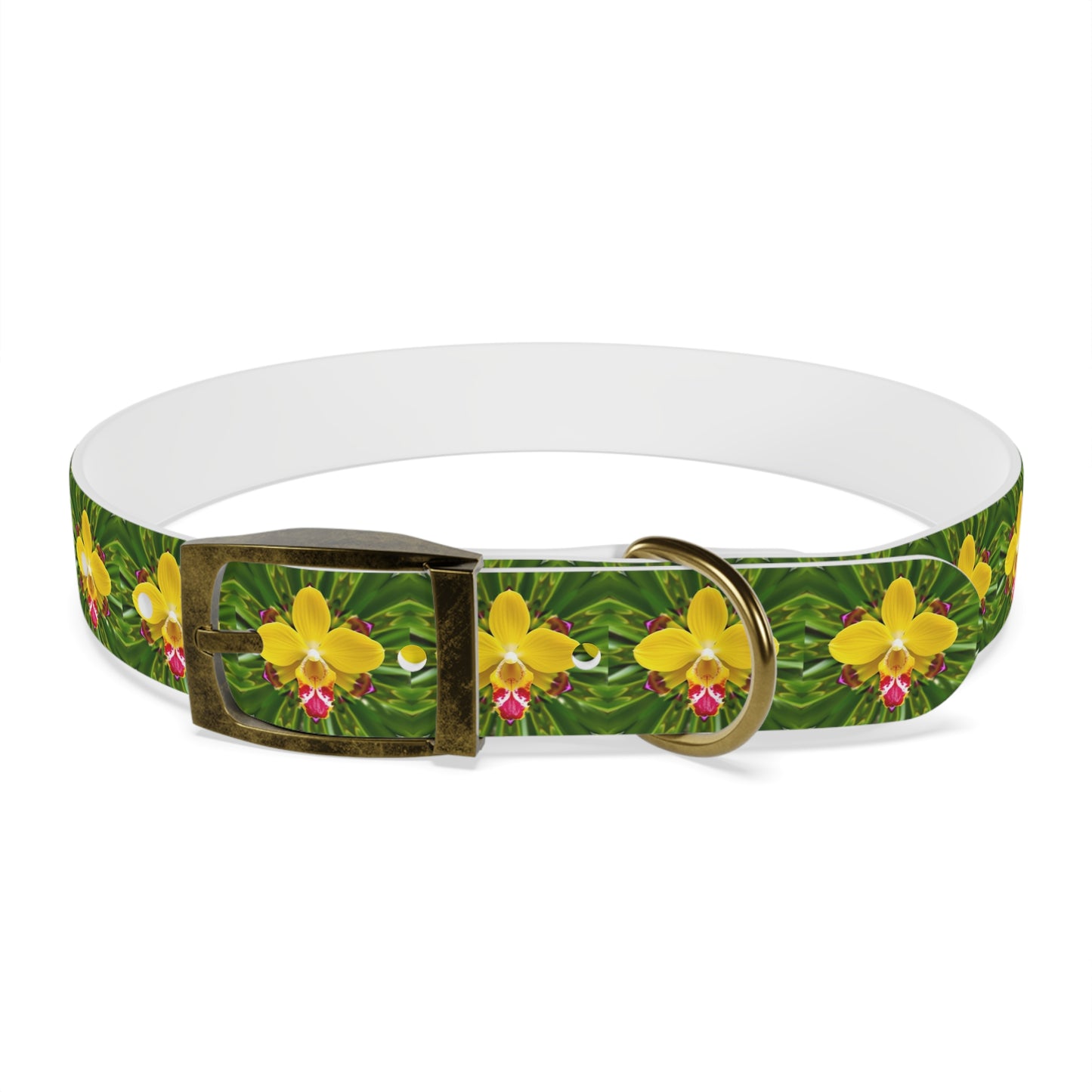 Dog Collar - Yellow Orchid Kaleidoscope