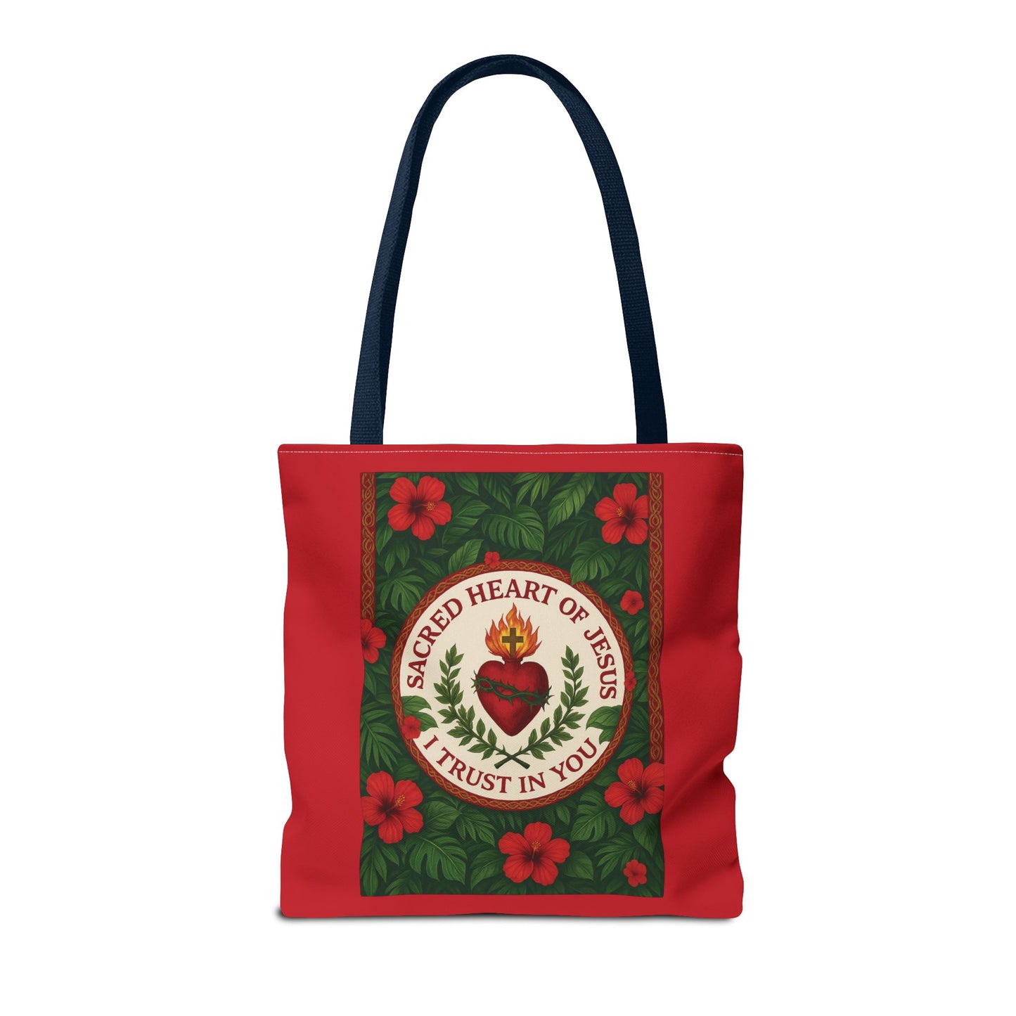 Religious Tote Bag - 3 Sizes / Sacred Heart of Jesus Prayer, Red