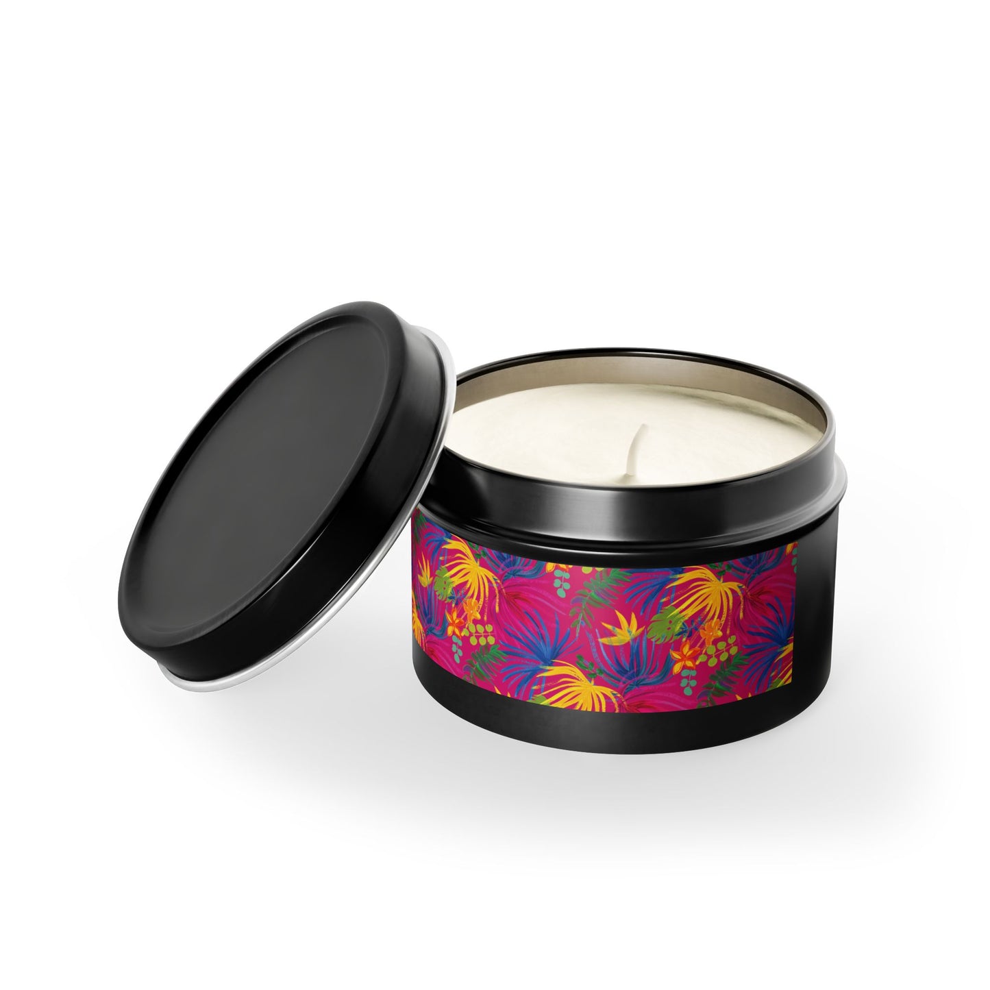 Tin Candles, 2 sizes, 3 tin colors - Exotic Flora