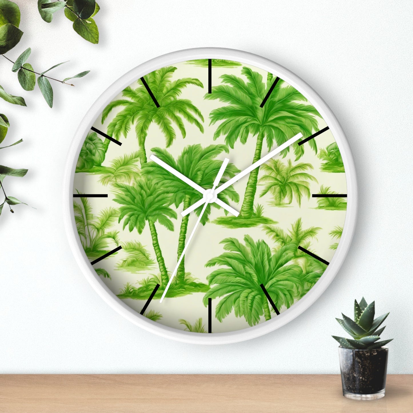 Wall Clock, Playful Palms Toile, Hands/Base Variants