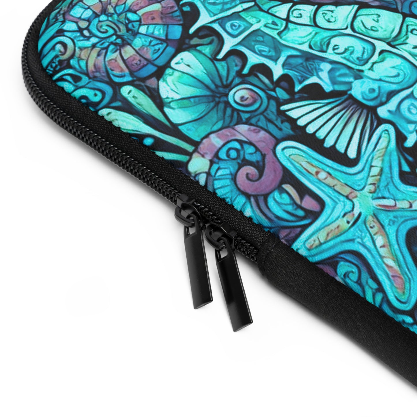 Tropical Laptop Sleeve, 5 Sizes - Perfect for Ocean Lovers & Students / Seahorse Trio, Turquoise