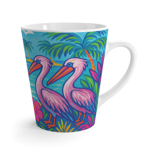 Latte White Mug - Beach Pelican Party