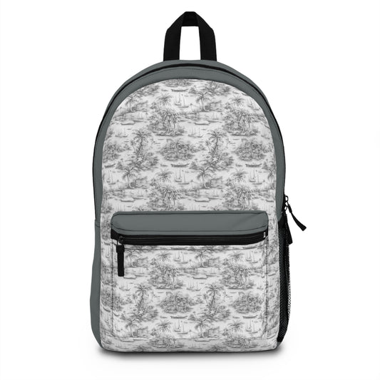 Tropical Backpack  / Tropical Toile #1, Soft Black