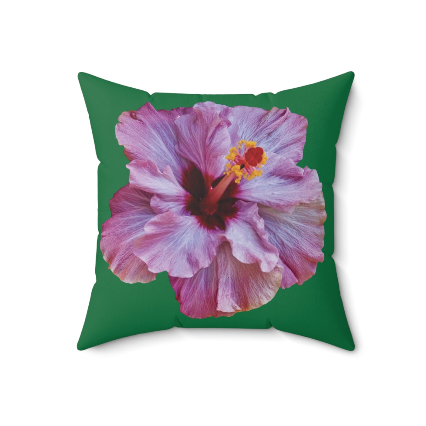 Decorative Pillow - Accent Cushion, 4 Sizes / Photo Purple Hibiscus, Dark Green