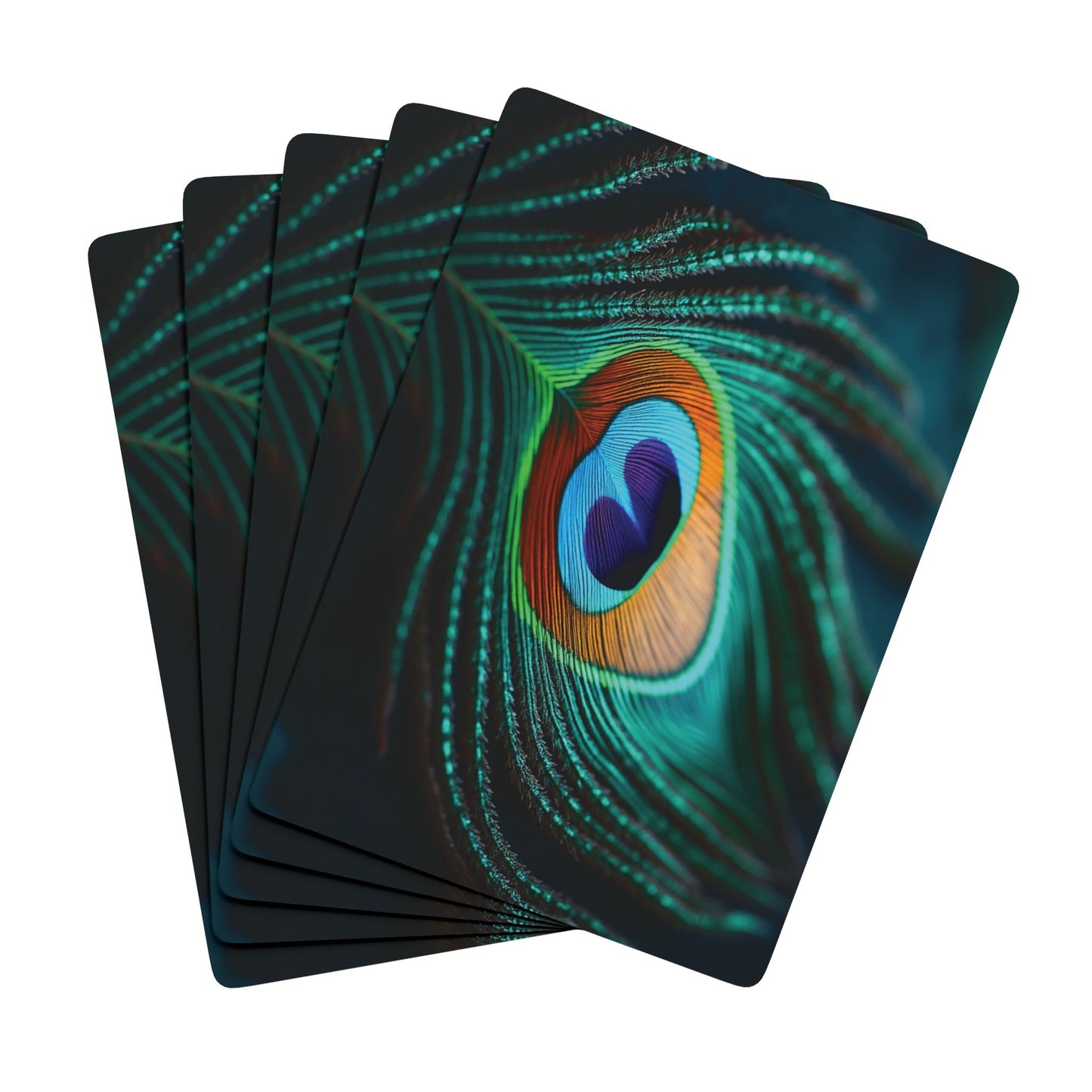 Poker Playing Cards - Peacock Eye Feather, Turquoise