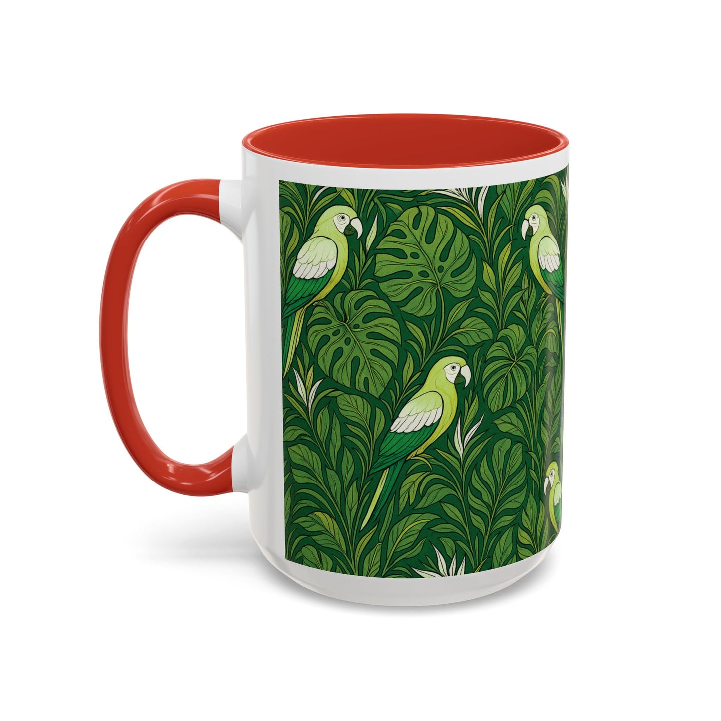 Accent Coffee Mug (11, 15oz), 8 Colors - Parrot Family, Lime