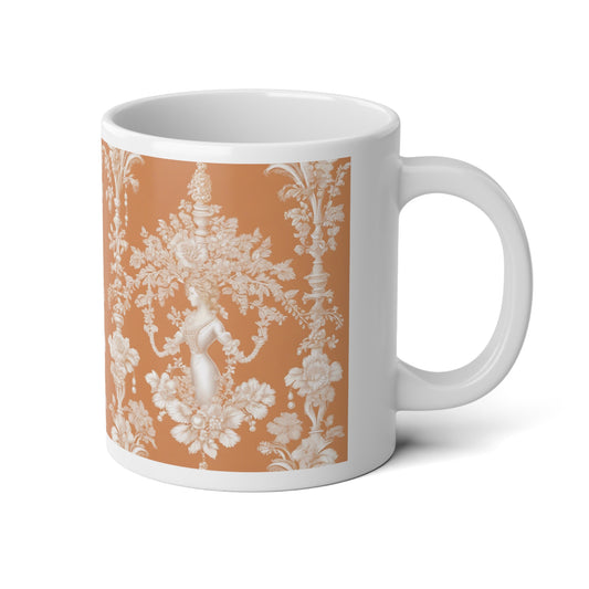 Jumbo Mug, 20oz, Pearl Lady Toile, Melon | Tropical Coffee Cup