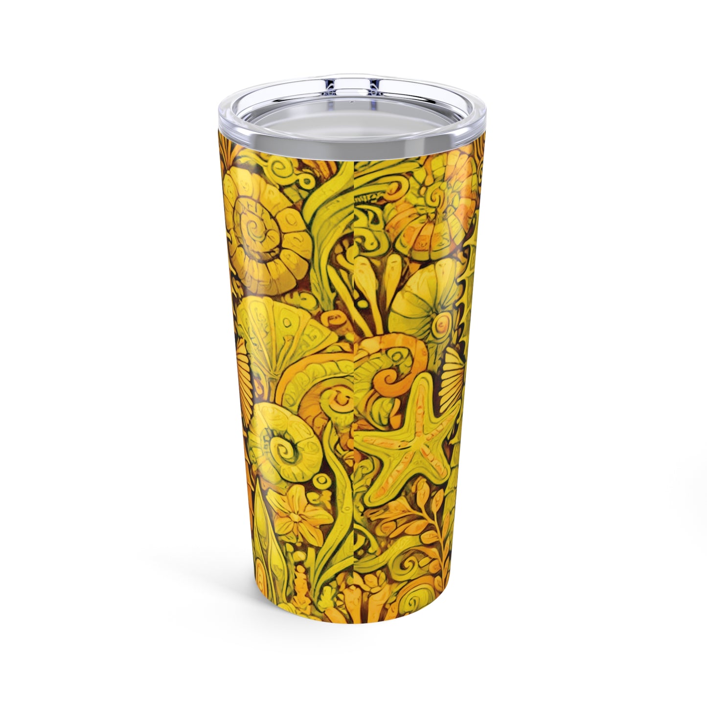 20oz Tropical Glossy Tumbler, Stainless Steel / Seahorse Trio, Yellow