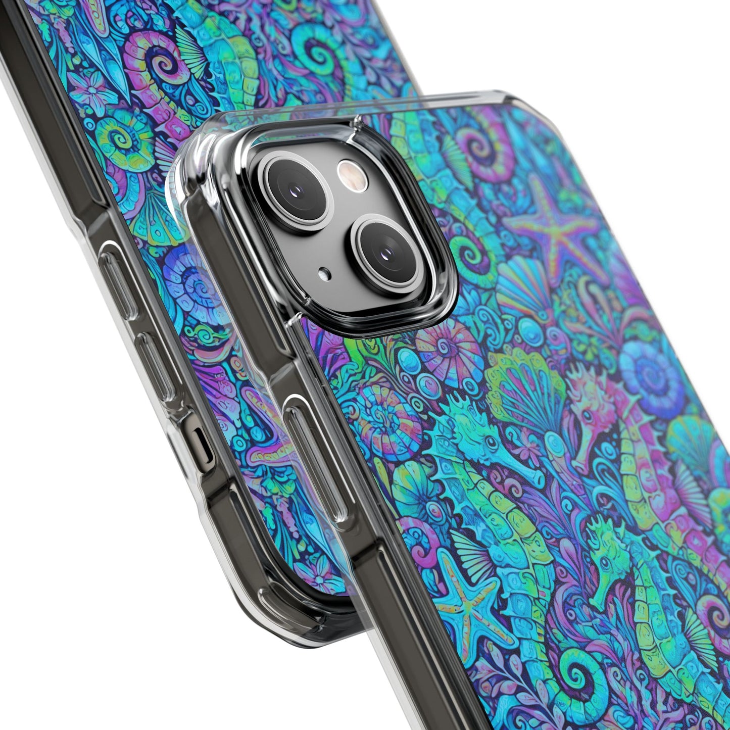 Seahorses/Turquoise POP Magnetic Clear Phone Case, Many Models