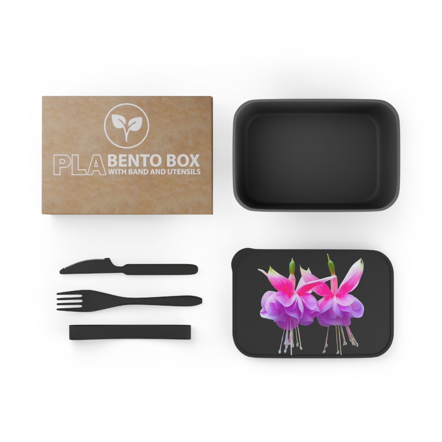 Bento Box with Utensils - Two Fuchsias