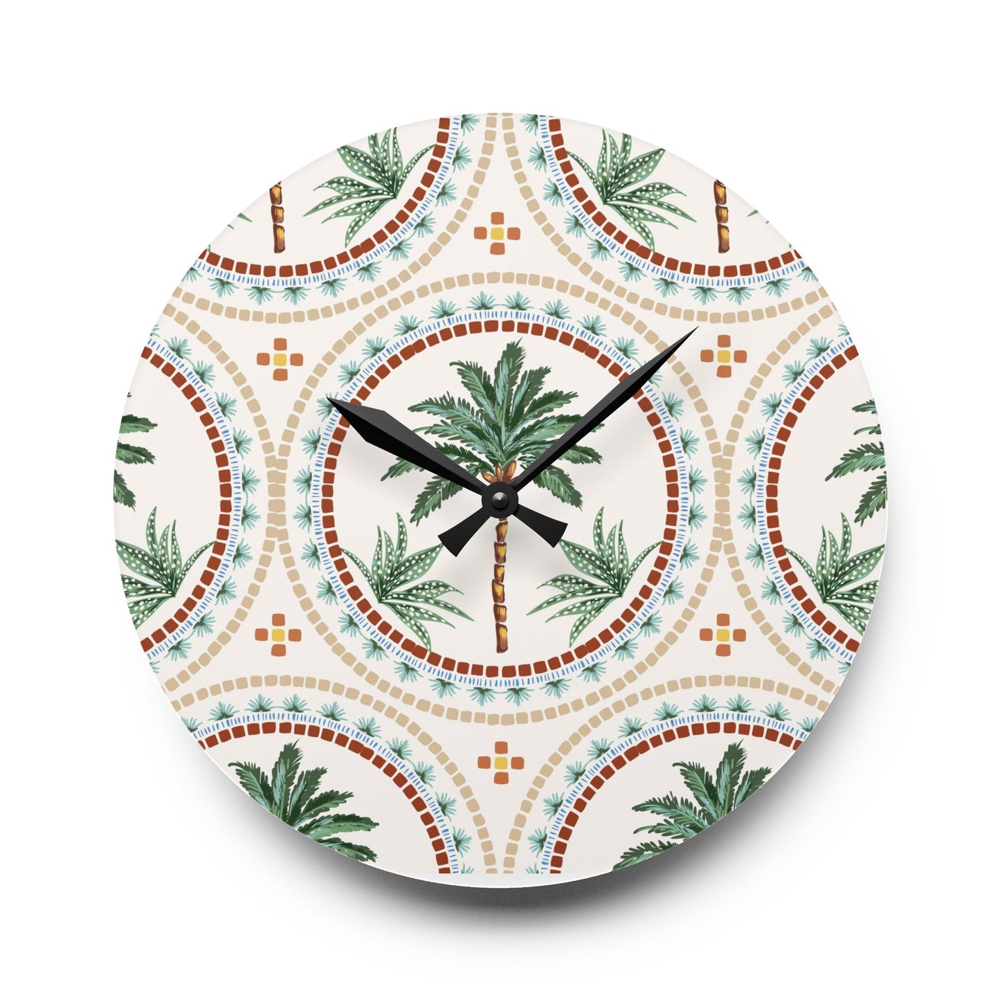 Acrylic Wall Clock, Mosaic Palm Tree