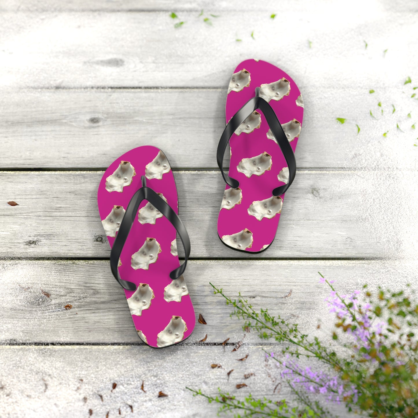 Flip Flops - White Pearl Oyster, pink