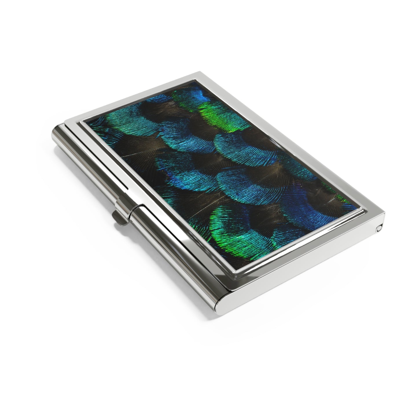 Business Card Holder - Eyelash Peacock Feathers