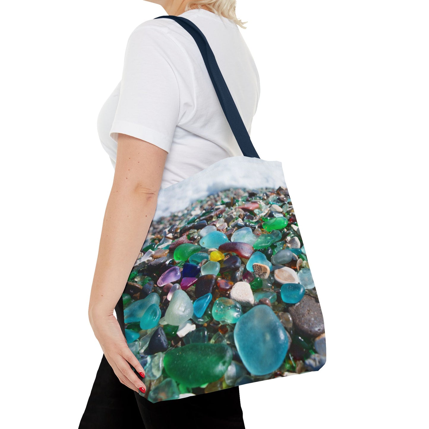 Beach Glass Tote Bag - Colorful Coastal Design, 3 Sizes