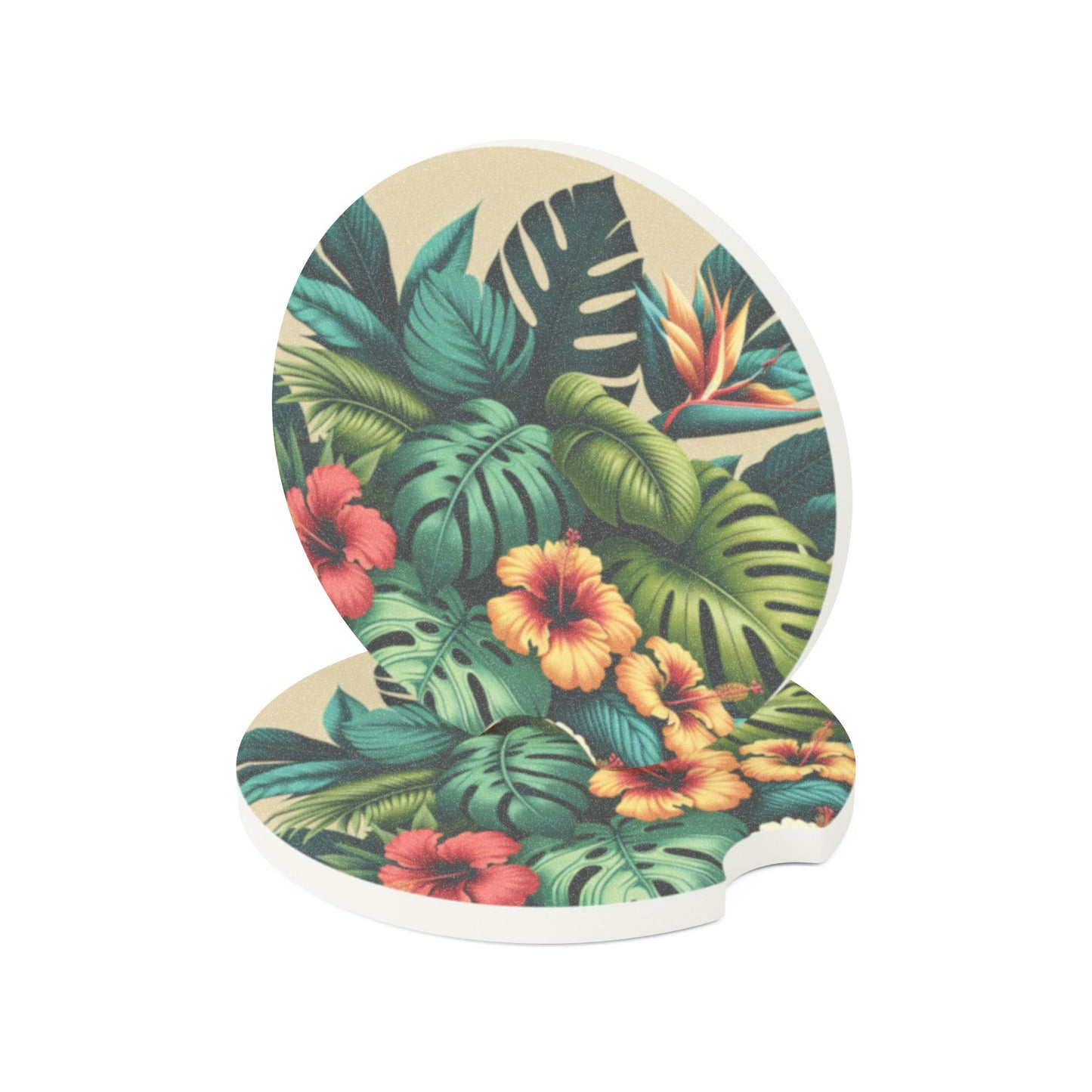 Soapstone Car Coaster - Exotic Flora